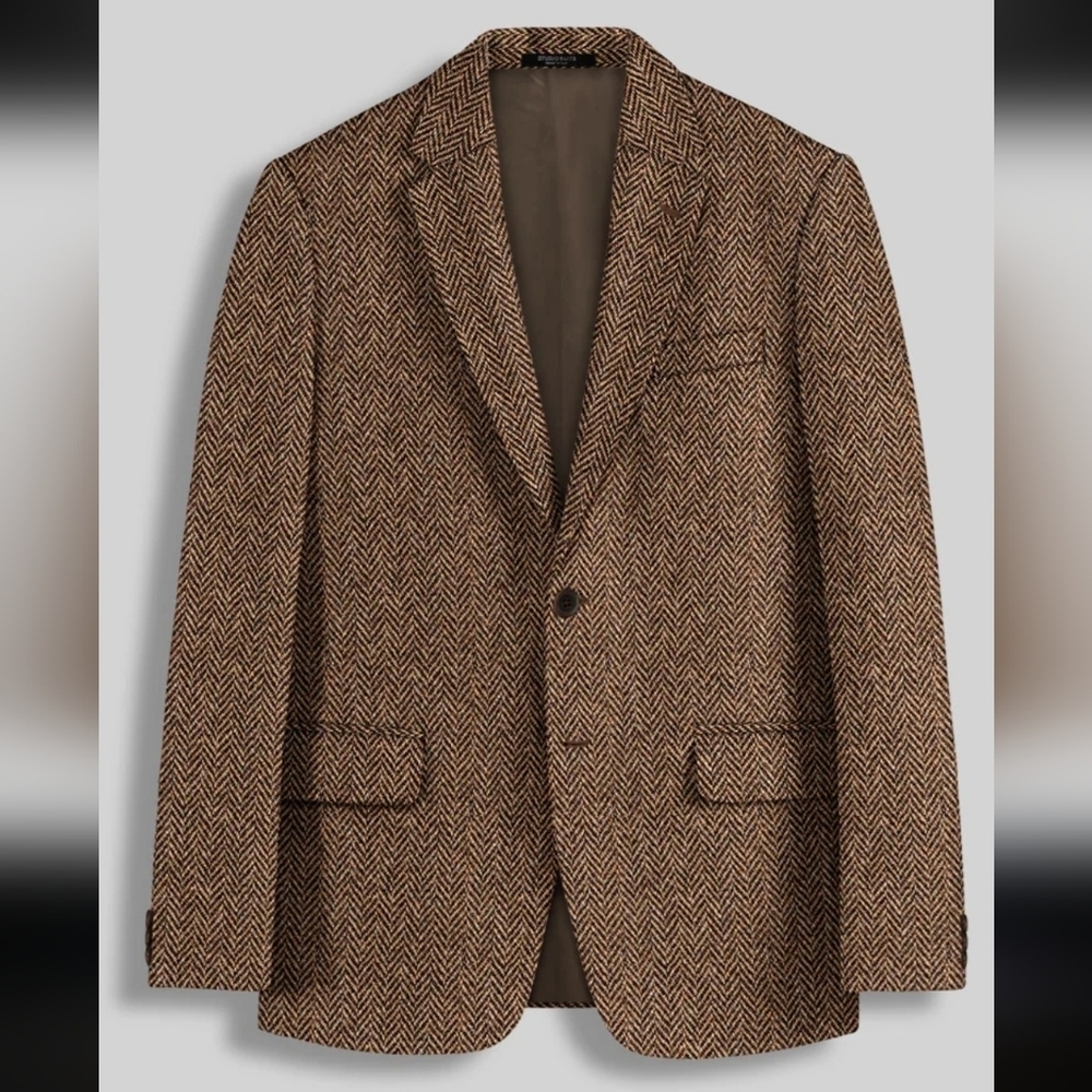 Harris Tweed Irish Brown Herringbone Jacket Blazer NWOT